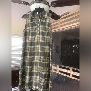 HELENE ❤️ BLAKE Sleeveless Olive Plaid POLO Shirt midi Dress LIKE NEW